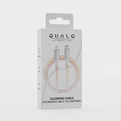 QUALO kabel świecący USB-C-Lightning 1M 3A biało/srebrny QCS-CL-00