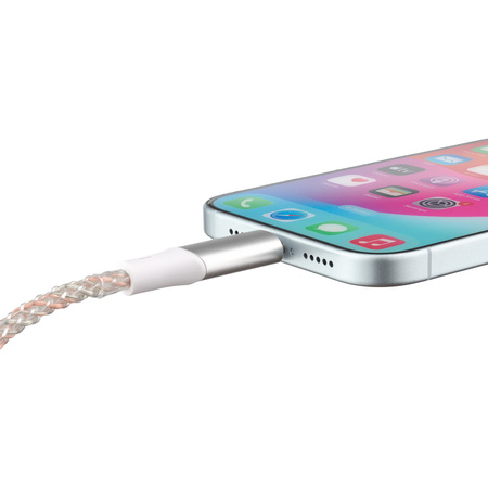 QUALO kabel świecący USB-C-USB-C 1M 3A 60W biało/srebrny QCS-CC-00