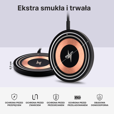 QUALO Transparent ładowarka indukcyjna 15W czarna QTLI-15-01