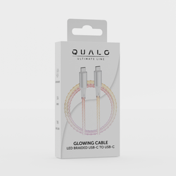 QUALO kabel świecący USB-C-USB-C 1M 3A 60W biało/srebrny QCS-CC-00