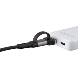 QUALO kabel silicon 2w1 USB-C - USB-C + USB-A  1,2m 3A czarny QKN-2w1-CCA-01