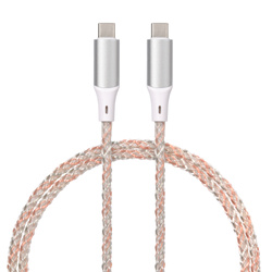 QUALO kabel świecący USB-C-USB-C 1M 3A 60W biało/srebrny QCS-CC-00