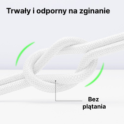 QUALO Transparent kabel nylonowy USB-C - USB-C 1,5m 3A 60W biały QTCN-CC-00