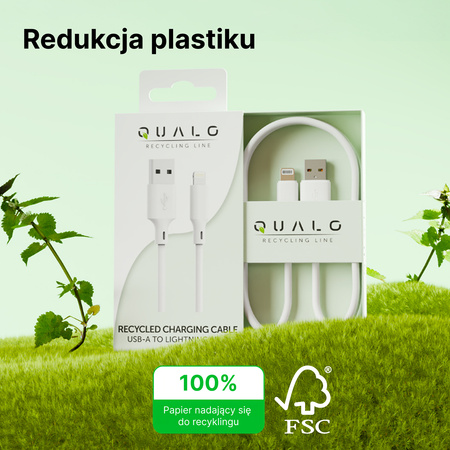 QUALO Recycling kabel USB-A - Lightning 1,5m 2,4A biały QRC-AL-00