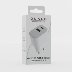 QUALO recycling ładowarka sieciowa 30W USB-A USB-C QLS-AC-30-00