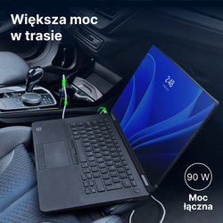 QUALO Transparent ładowarka samochodowa 2x USB-C aluminiowa 90W QTLS-AC-A-90