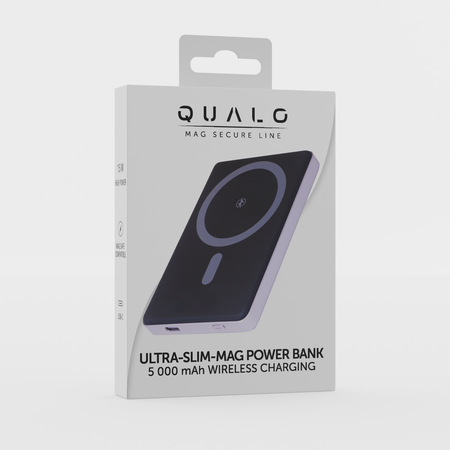 QUALO MagSafe power bank ultra slim 5 000 mAh 15W liliowy QMPB5-US-15-09