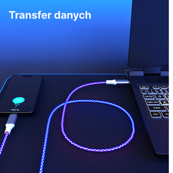 QUALO kabel świecący USB-A-USB-C 1M 3A biało/srebrny QCS-AC-00