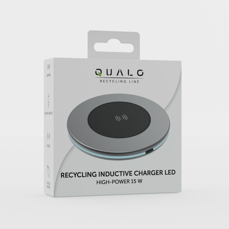 QUALO recycling ładowarka indukcyjna 15W LED srebrna QRLI-15-LD-07