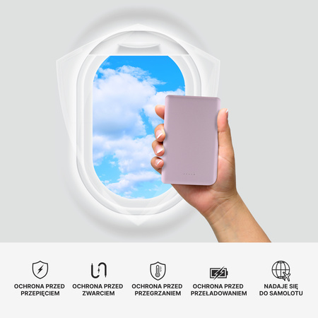 QUALO MagSafe power bank ultra slim 5 000 mAh 15W liliowy QMPB5-US-15-09