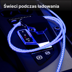 QUALO kabel świecący USB-A-USB-C 1M 3A biało/srebrny QCS-AC-00