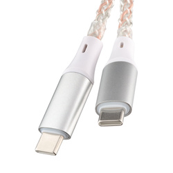QUALO kabel świecący USB-C-USB-C 1M 3A 60W biało/srebrny QCS-CC-00
