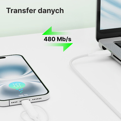 QUALO Recycling kabel 3w1 USB-C - USB-A adapter microUSB + Lightning 1,5m 3A biały QRC-CA+M+L-00