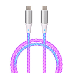 QUALO kabel świecący USB-C-USB-C 1M 3A 60W biało/srebrny QCS-CC-00