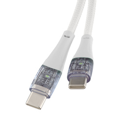 QUALO Transparent kabel nylonowy USB-C - USB-C 1,5m 3A 60W biały QTCN-CC-00