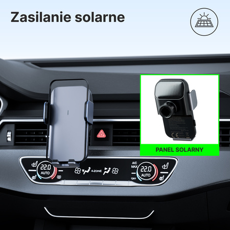 QUALO uchwyt samochodowy do kratki z panelem solarnym czarny QUS-K-PS-01