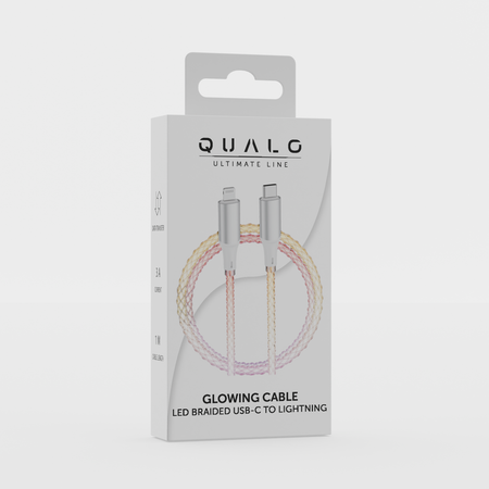 QUALO kabel świecący USB-C-Lightning 1M 3A biało/srebrny QCS-CL-00